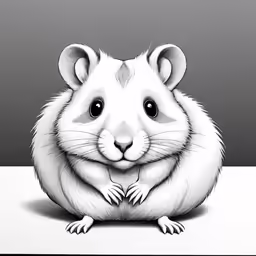a drawing of a white rodent sitting on a table