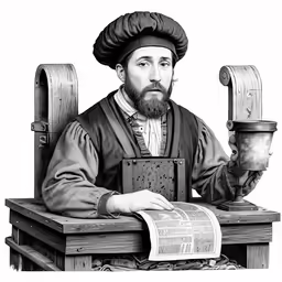 the man is holding a scroll in his right hand