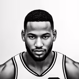 a black and white photo of a basketball player