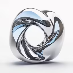 an abstract sculpture sitting on top of a white surface