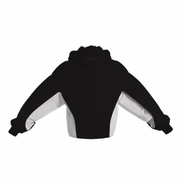 a black and white sweatshirt with white accents