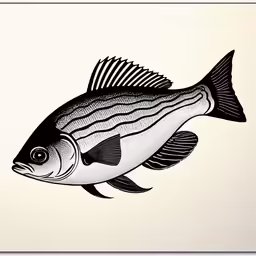 a fish swimming on top of water with stripes on its back