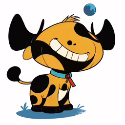 cartoon character showing his teeth and a smile