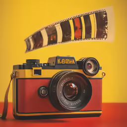 a picture of an old fashioned camera with a film strip