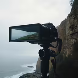 a camera with a video lens attached to it
