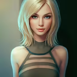 a digital painting of a woman with blonde hair