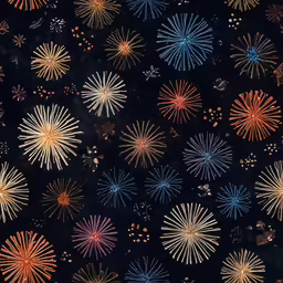 fireworks in the sky with dark sky background