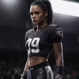 an image of a female american football player in a pro uniform