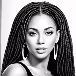 a beautiful woman in black and white photo