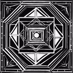 an illusion in black and white,black and white art print with the shape of a square in it