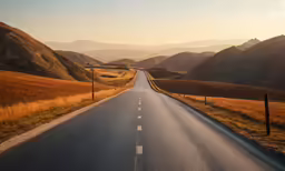 the highway stretches out into the distant valley