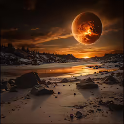 a big moon is flying in the sky