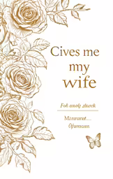 a card with the message give me my wife