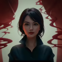 an animated 3d rendering of a woman looking ahead