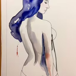 watercolor painting of woman with starfish in her hair