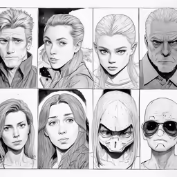 a bunch of drawings of different people