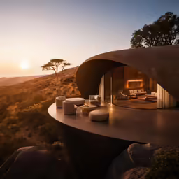 this is a photo of an outdoor lounge area in the desert