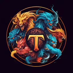 zodiac signs with four dragon heads on a dark background