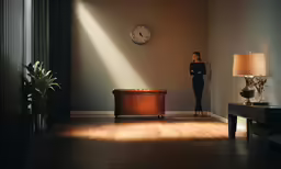 woman standing in an office with arms crossed