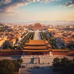 an aerial view of the forbidden city and ancient architecture