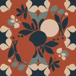 an illustration with lots of green, blue and orange shapes