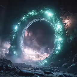 a circular green object in the middle of the image