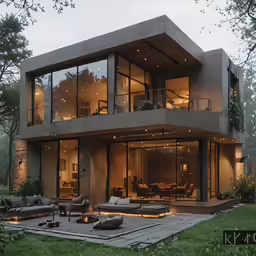 an image of a house in the evening