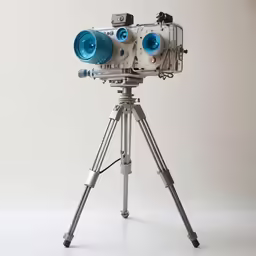 a tripod with two blue lights on it