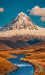 an orange field with a stream in it