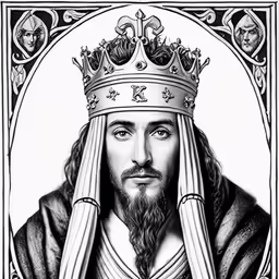 an image of a man with a crown and two swords