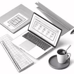 a computer screen on top of a white table