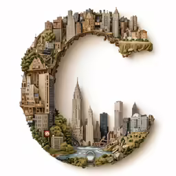 the letter c is made up of the city