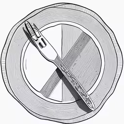 a black and white drawing of a knife on top of a white plate