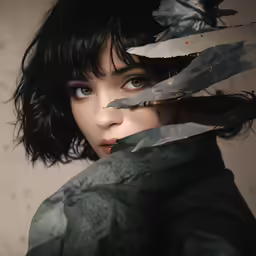 the woman is holding feathers in her hands