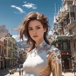 a woman in silver is posing for a picture
