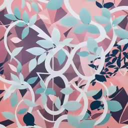 a painting on a wall with leaves