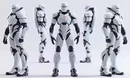 there are multiple models of the same robot in this photo