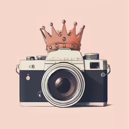 a camera with a crown on top