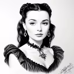 a woman with braided hair wearing an ornate necklace