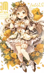 an anime character with long hair and a bouquet of flowers