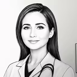 a black and white drawing of a doctor with a stethoscope