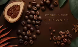 there is coffee beans and an orange and two pieces of the fruit