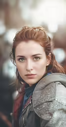 a close up of a person wearing armor