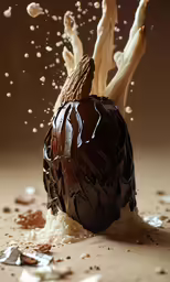 a cake covered in chocolate on top of a table