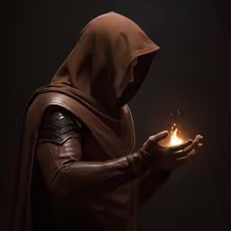 a man dressed in medieval armor is holding out fire