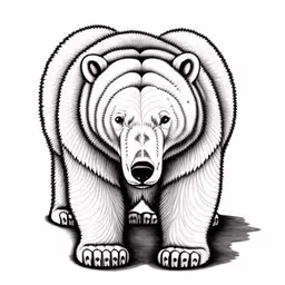 a drawing of a bear that is standing on one leg,a drawing of a bear in geometric lines