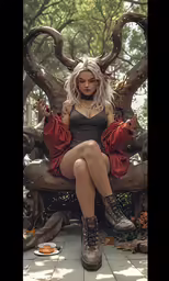 a beautiful young lady sitting on top of a bench