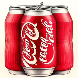 a painting of three cans of coke