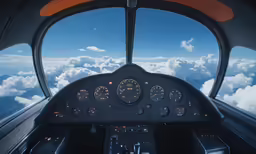 a view out the window at some airplanes cockpits