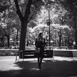 woman walking in the park in winter